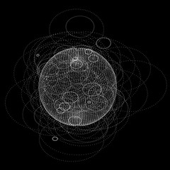 Poster - 3d sphere made of points. Particle circle. Abstract vector sphere. Сircular 3d ornament. Vector ilustration.