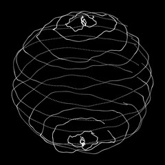 Poster - 3d sphere made of points. Particle circle. Abstract vector sphere. Сircular 3d ornament. Vector ilustration.
