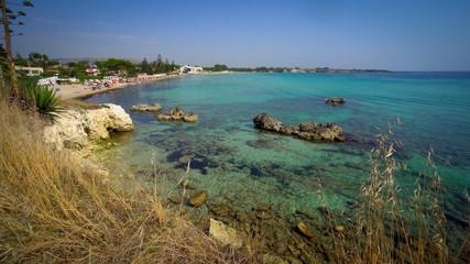 Wall Mural - Beautiful beach with transparent sea in Sicily, Italy.