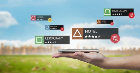 Poster - App review locations in augmented reality with cityscape