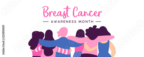 Fotomural Breast Cancer Awareness banner of women friend hug
