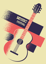 Music Poster Background With Acoustic Guitar And Text
