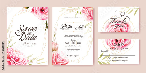 Fotografie, Obraz Wedding Invitation, save the date, thank you, rsvp card Design template