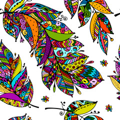 Wall Mural - Feathers, seamless pattern for your design