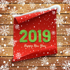 Poster - Happy New Year 2019 Greeting card, banner template.