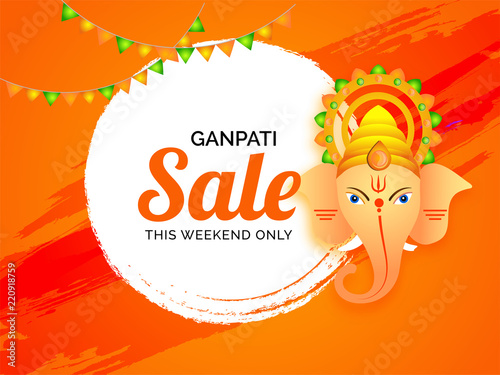 Ganpati Sale Poster Or Banner Design With Lord Ganesha Face On