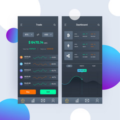 Sticker - Cryptocurrencies trading, and exchange UI or UX concept for Mobile Apps.