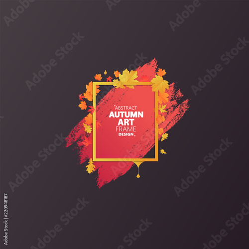 Fotografie, Obraz Autumn abstract frame layout decorate with leaves for shopping sale or promo poster and frame leaflet or web banner