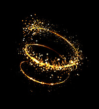 The Particles Are A Gold Spiral. 3d Illustration, 3d Rendering.