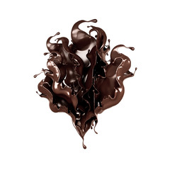 A splash of dark chocolate. 3d illustration, 3d rendering.