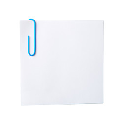 white sheet for notes with a paper clip