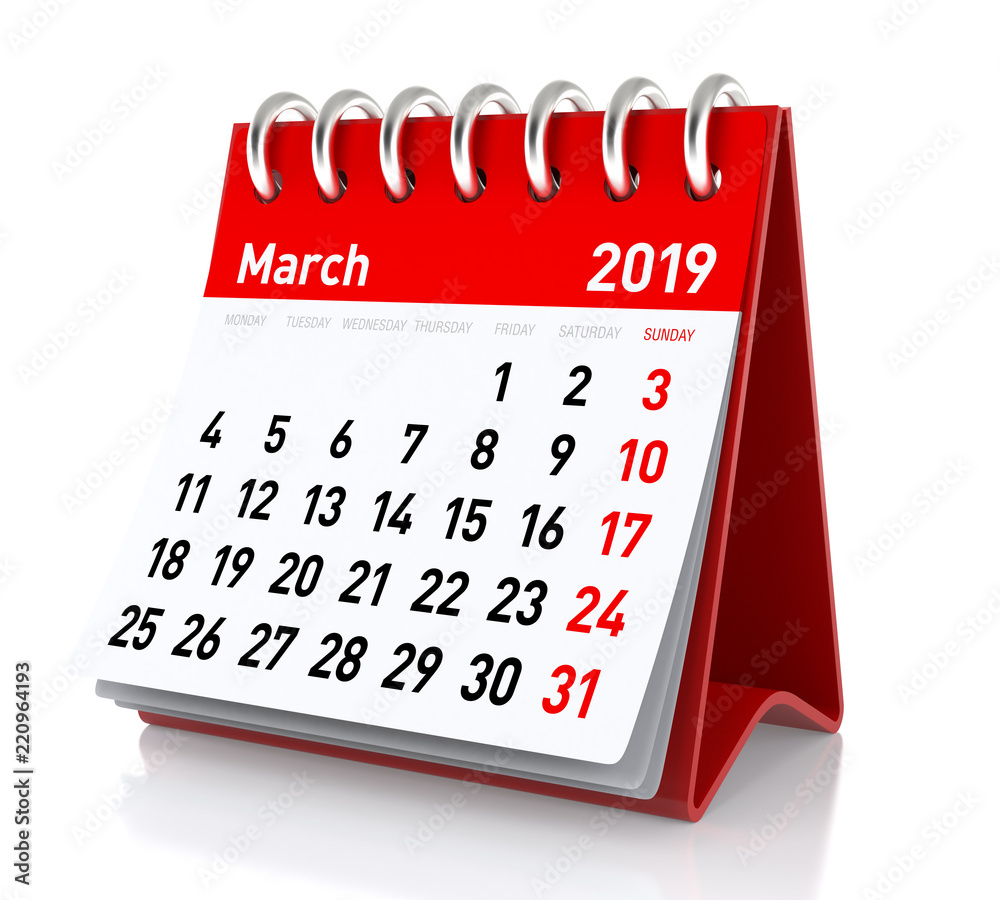 March 2019 Calendar. Stock Illustration | Adobe Stock