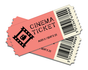 two cinema tickets isolated on white background realistic front view. vector illustration