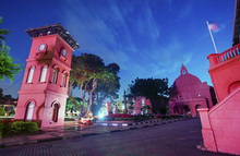 The Oriental Red Building In Melaka, Malacca, Malaysia