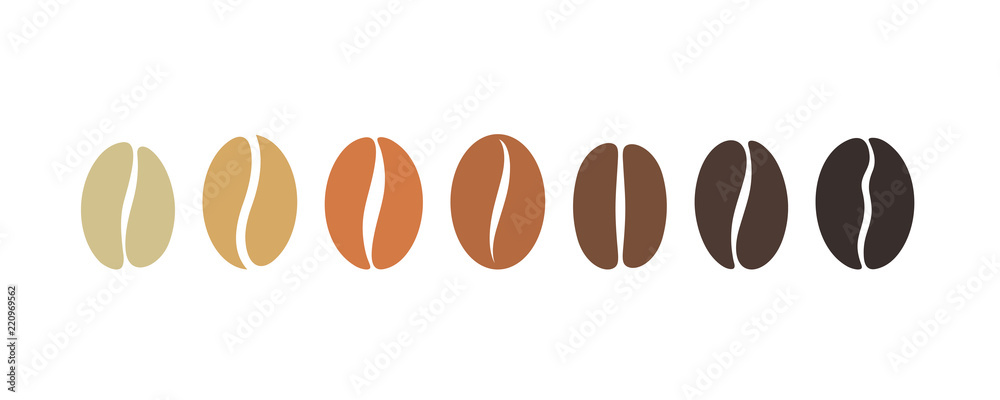 Coffee bean set. Isolated coffe beans on white background Stock Vector ...
