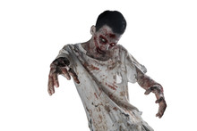 Creepy Male Zombie With Bloody Mouth On Studio