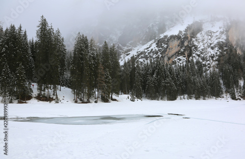 Fotografie, Obraz pragser wildsee called Lago di Braies in Italian Language in Nor