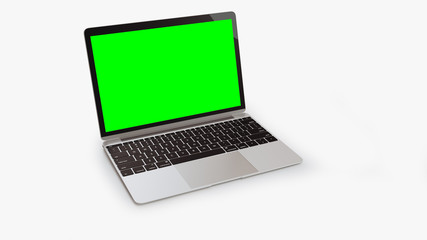 Laptop mock up template with green screen.