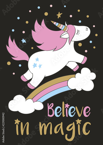 magiczna-slodka-jednorozec-w-stylu-cartoon-z-napisem-strony-uwierz-w-magii-do