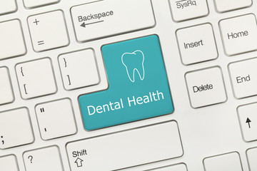 Wall Mural - White conceptual keyboard - Dental Health (blue key)