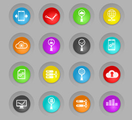 Wall Mural - social network colored plastic round buttons icon set