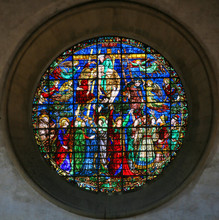 Stained Glass Depicting Jesus Taken From The Cross