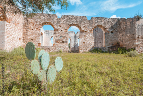 Abandoned ruins of old mining estates at Mineral de Pozos in Guanajuato, Mexico