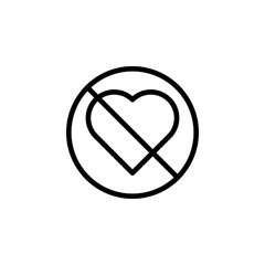 the prohibition of love icon. Element of prohibition sign for mobile concept and web apps icon. Thin line icon for website design and development, app development. Premium icon