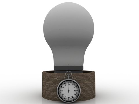 3d illustration stopwatch with bulb