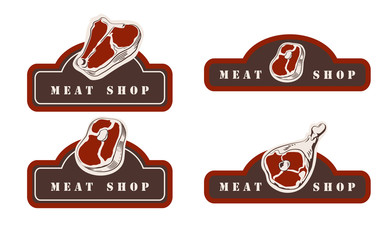 Wall Mural - design template of butchery signboard. meat shop logo. butcher market logotype. vector illustration.