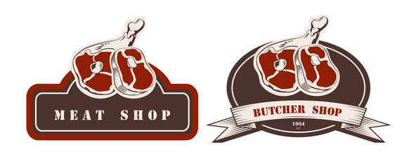 Wall Mural - design template of butchery label. meat shop logo. butcher market logotype. vector illustration.