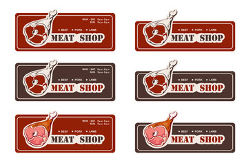Wall Mural - design template of butchery signboard. meat shop logo. butcher market logotype. vector illustration.