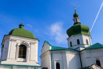 Church of St. Nicholas the Pristisk in the historical neighbourhood Podil in Kiev, Ukraine