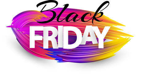 Wall Mural - Black friday sale poster with colorful brush strokes.