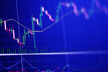 Candle stick graph chart of stock market investment trading.