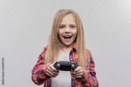 Excited Girl Girl With Long Blonde Wavy Hair Feeling Excited