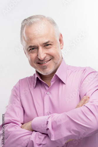 Aged Man Image Without Face Retouching With Aged Bearded Grey