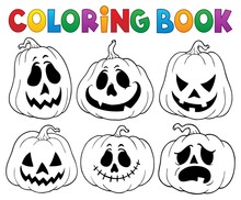 Coloring Book With Halloween Pumpkins 3