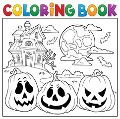 Sticker - Coloring book with Halloween pumpkins 2