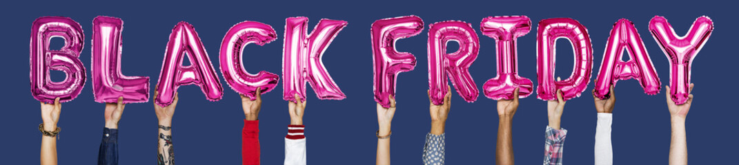 Poster - Pink alphabet balloons forming the word black friday