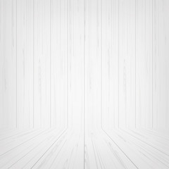 Empty white wooden room space for background. Vector.