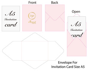 Envelope for card A5 Size die cut mock up 