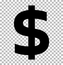 Dollar Sign Isolated On Transparent Background. Dollar Icon For Your Web Site Design, Logo, App, UI. Flat Style. Dollar Symbol. Us Dollar Sign.