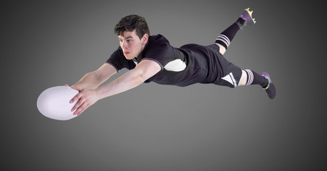 Poster - Rugby player with blank grey background