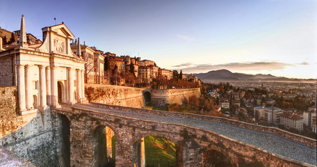 Bergamo, Porta san Giacomo, ancient door to the upper town of Bergamo, Italy