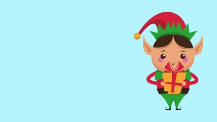 Wall Mural - Christmas elf holding giftbox cartoon high definition colorful animation scenes