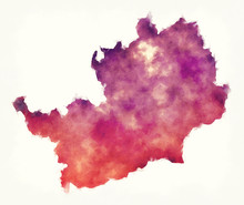 Hertfordshire County Map England UK Watercolor In Front Of A White Background