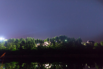 Wall Mural - night landscape river and forest