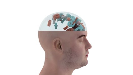 Canvas Print - young man with numbers in his head