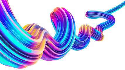 Aufkleber - 3D flow liquid shape design element in holographic neon colors for Christmas backgrounds